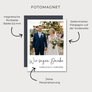 Dankeskarte Alternative für die Hochzeit | Fotomagnet