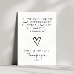 Lustige "Möchtest du meine Trauzeugin sein"-Frage Karte