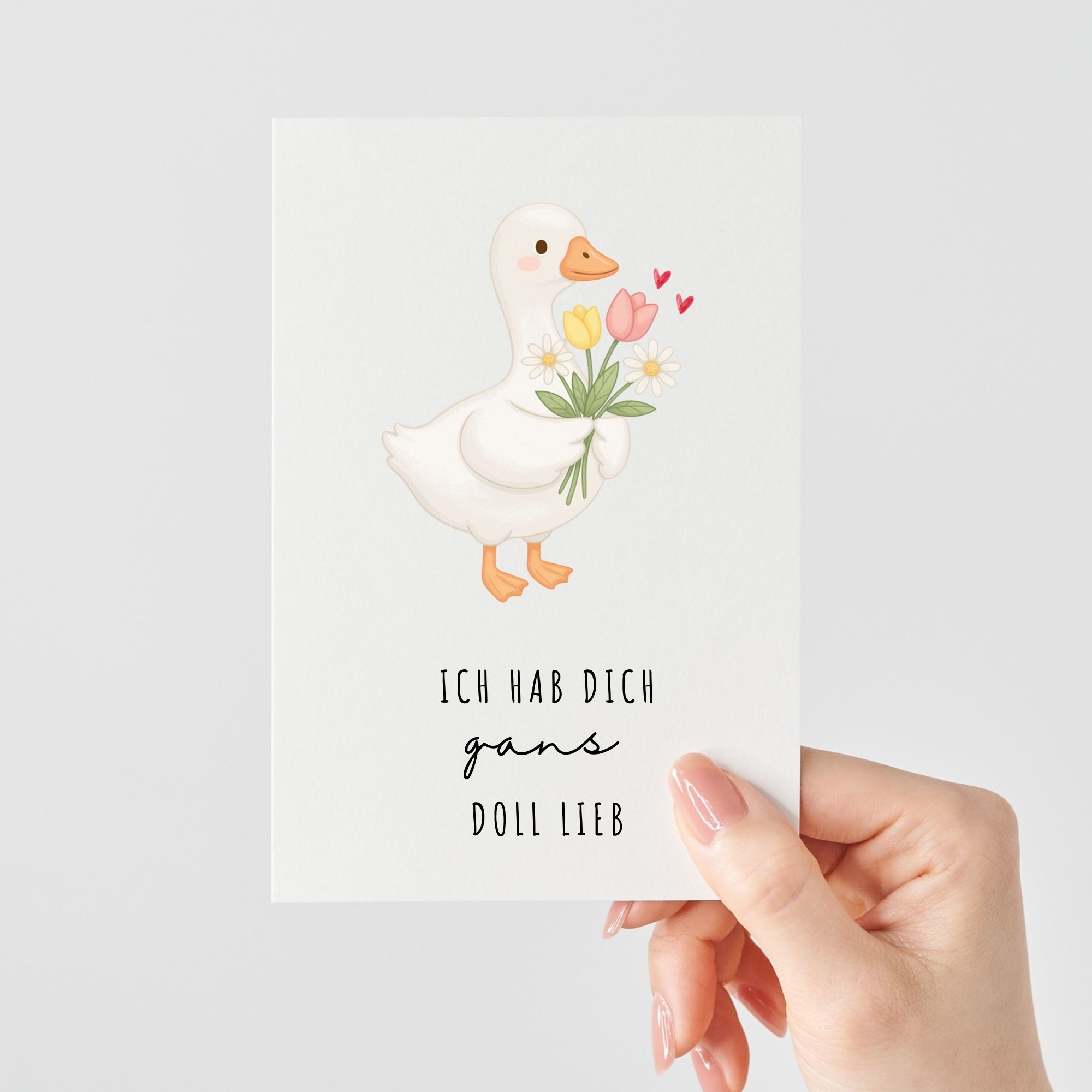 Süße Karte mit Wortspiel | Ich hab dich Gans doll lieb