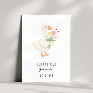 Süße Karte mit Wortspiel | Ich hab dich Gans doll lieb