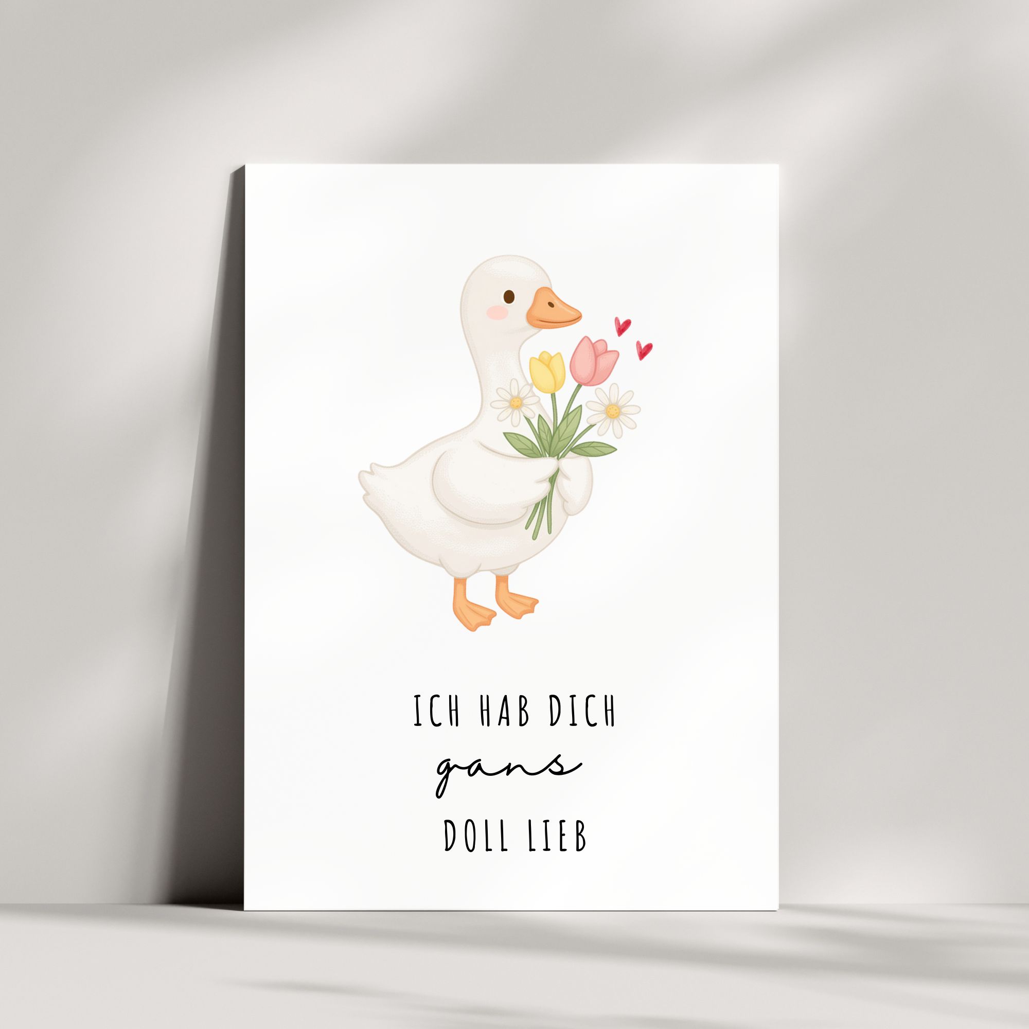 Süße Karte mit Wortspiel | Ich hab dich Gans doll lieb