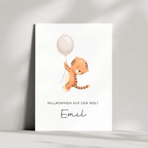 Babykarte Willkommen auf der Welt | Tiger