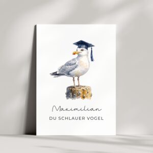 Lustige Glückwunschkarte Personalisiert mit Wunschnamen | Du schlauer Vogel